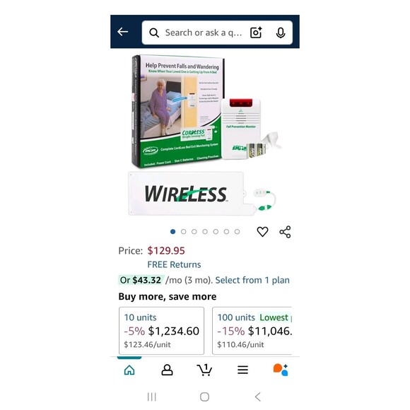 Smart Caregiver Wireless & Cordless Weight Sensing Bed Pad - 10" x 30" MSRP $124 - Picture 10 of 10